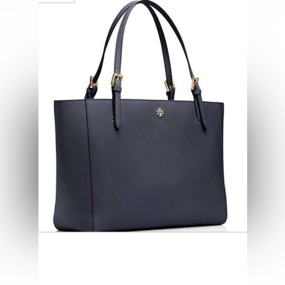 Tory Burch York Saffiano Leather Tote Bag in Dark Blue 11.5”x9.75”x5.25”